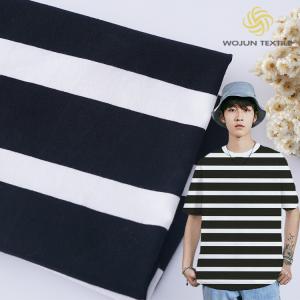 Skin Friendly Striped Stretch Fabric , 175gsm Knit Combed Cotton Fabric For T -