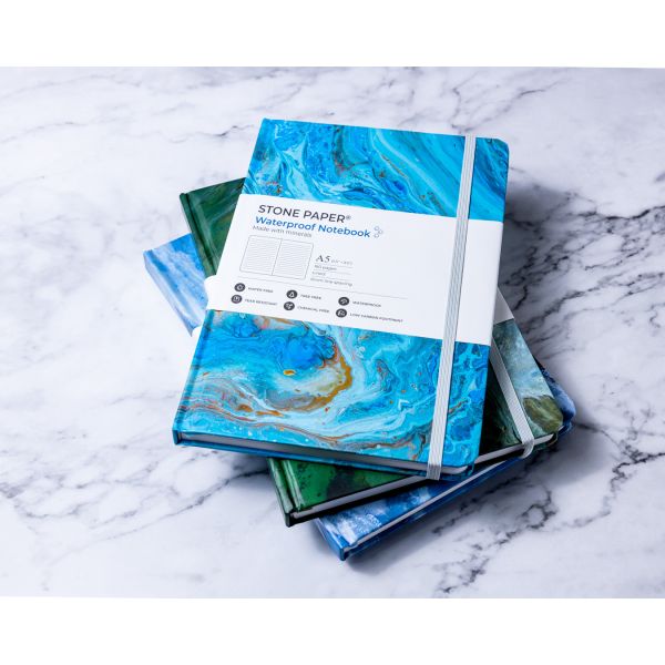 CMYK Color Printing Stone Paper Notebook with Saddle Stitch Binding Matte