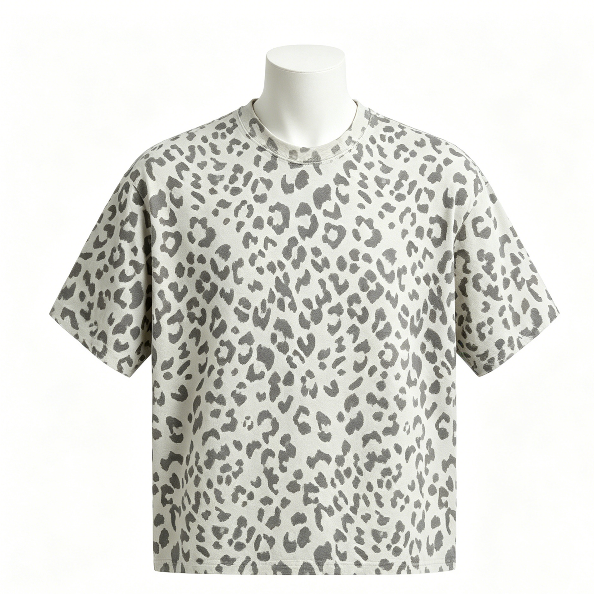 Men’s Leopard Print Quick-Dry T-Shirt 240G Oversized Casual Sportswear Summer Tee