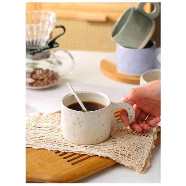 Керамическая нордическая кружка кофе ручки кольца 300ML запятнала краткую кружку молока завтрака чашки чая молока картины новизны