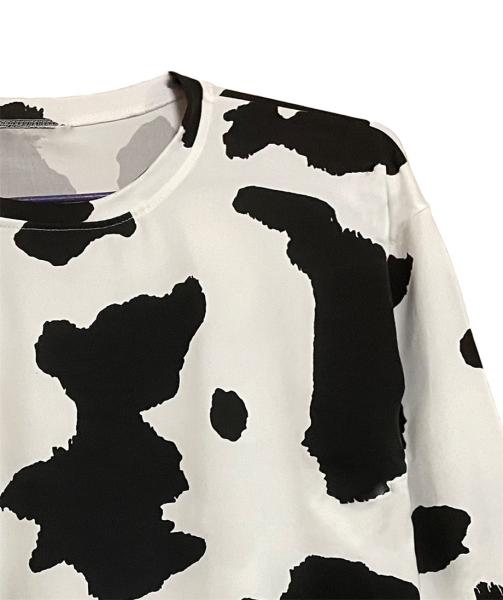 Women's Short Sleeve Round Neck Colorblock Cow Print Summer Casual Oversized T Shirt Tee Tops