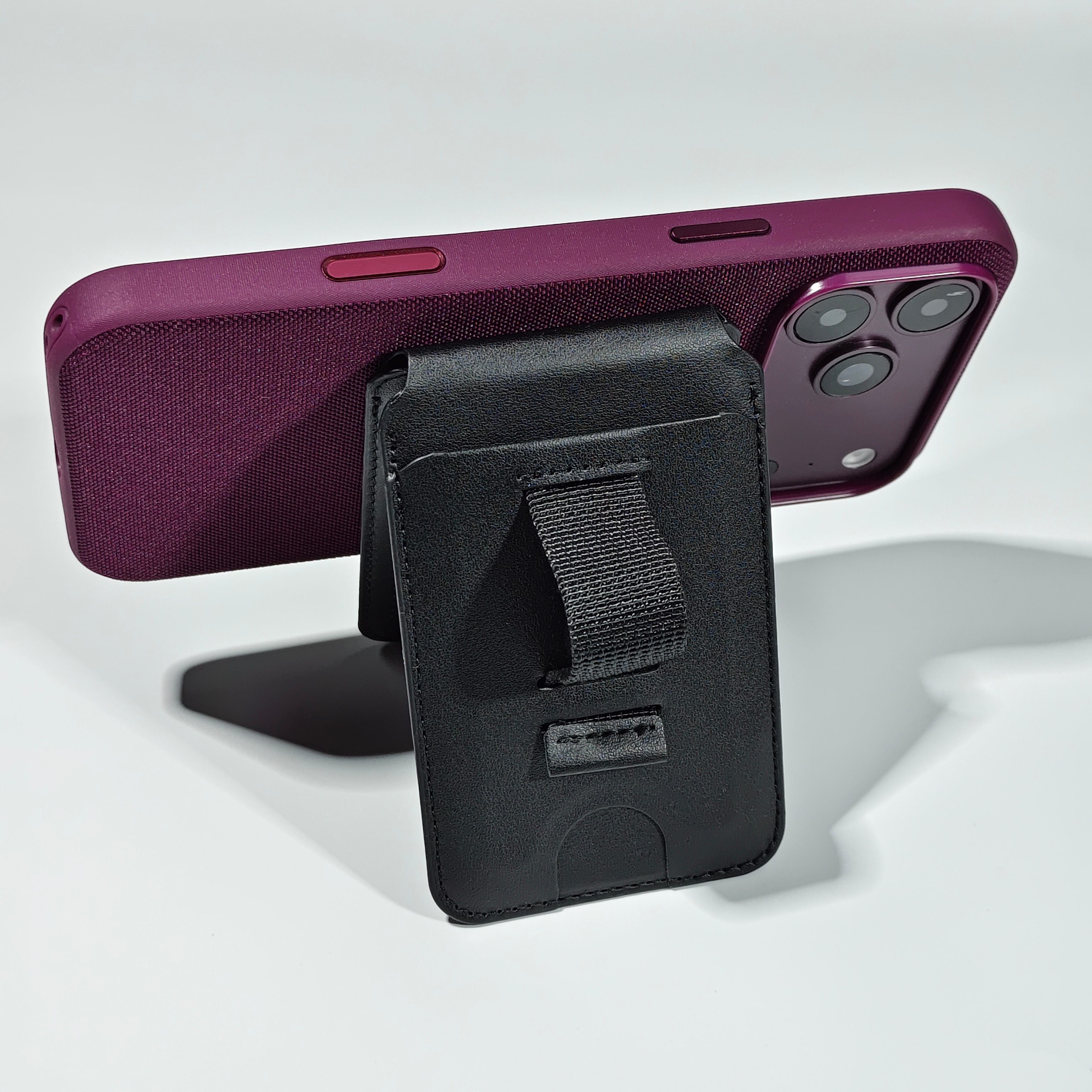 Hinge Magnetic Card Holder With Finger Loop