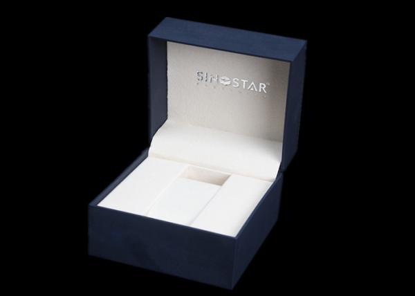 Square Watch Presentation Box , Plastic + Dark Blue Paper Gift Box For Wrist Watch