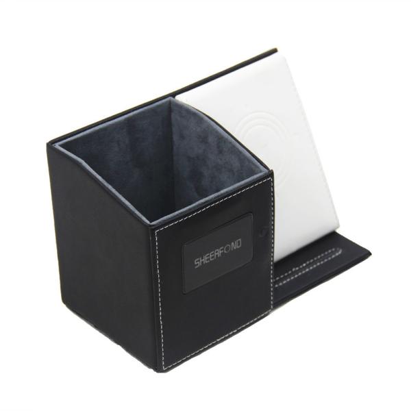 Custom Logo LED Lights Leather Pen Holder Multiscene With Phone Charger Nonslip