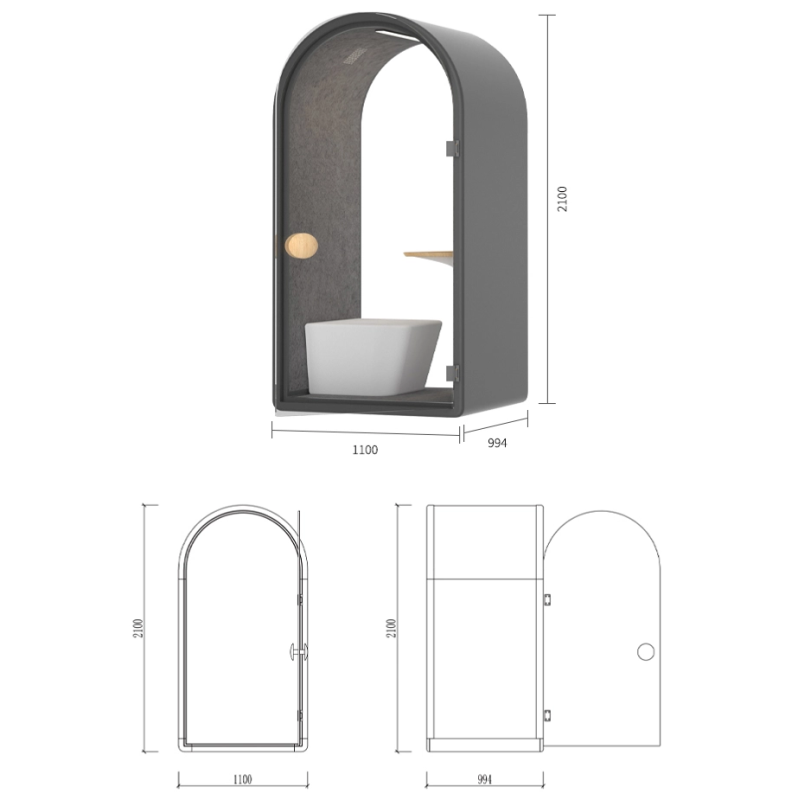 Home Sound Barrier Study Pods Stylish Sound Proof Glass Cabin
