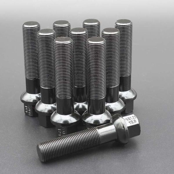 55mm R14 Ball Seat Extended Wheel Bolt Black Coating For Latest Mercedes