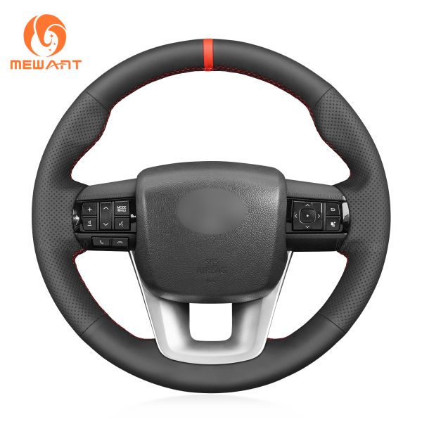 Cheap Black Pu Faux Leather Steering Wheel Wrap Cover For Toyota Hilux Pickup 2.0 2.4 2.8 P/U SC E DC G Indonesia 2015-2024