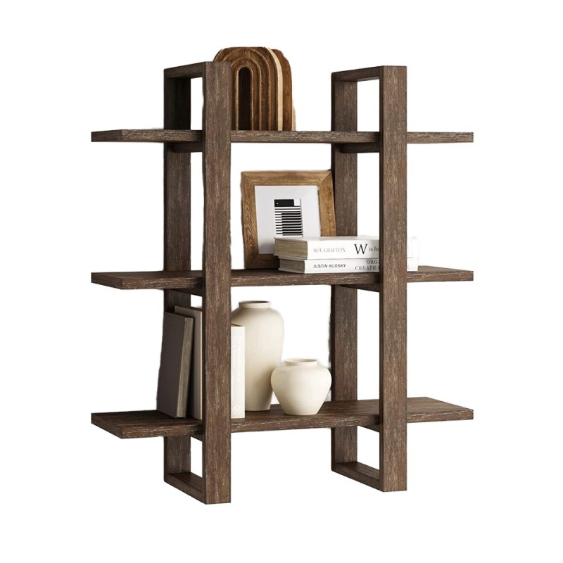 Solid Wood Modular Floating Wall Book Shelves for Bedroom Bathroom or Kitchen Decorative Display Rack for Storage Holding