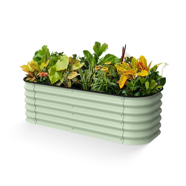 Oval 5*2*1.5 Ft Light Green Metal Raised Bed Planters Modular For Vegetables