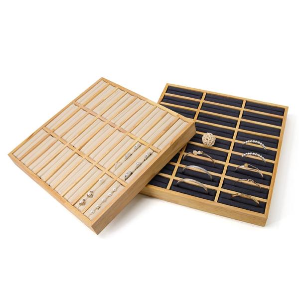 3x9 Compact Joaillerie en bois massif anneau de stockage plateau d'affichage pour le spectacle de luxe
