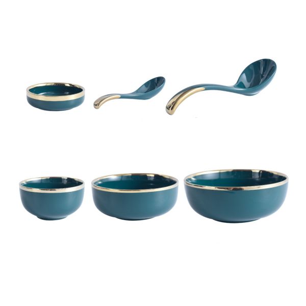 Gold Rim Green Colored Porcelain Dinnerware A Grade Porcelain Dish Set