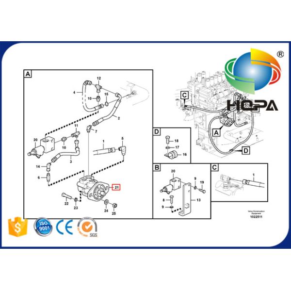 VOE14533496 14533496 Fan Motor For Volvo EC330B EC330C EC340D EC360B
