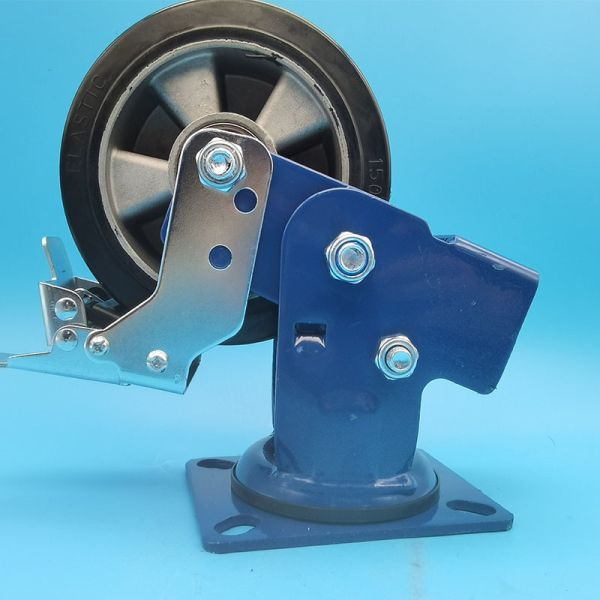 High Load Capacity  Rubber Casters Heavy Duty Spring Loaded Wheels Singel 5