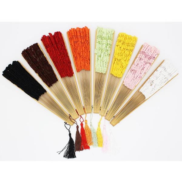 Wedding Cotton Lace Bridal White Lace Spanish Hand Fan Folding with Bamboo Staves
