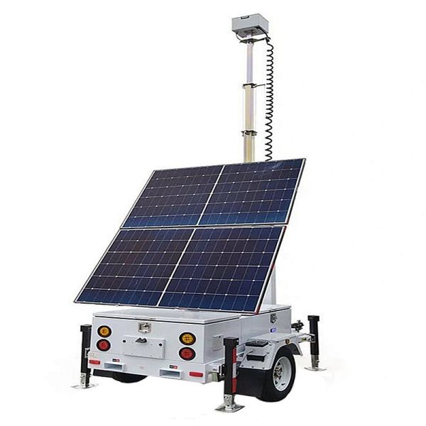 Generator Light Tower  Harnessing Solar Energy Surveillance Cameras Mobile Solar Light Tower