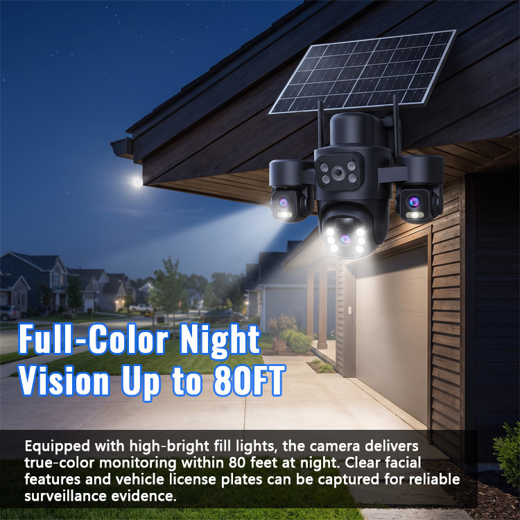 7.5W Solar Dome Camera, Built-in 8000mAh Battery, Full Wireless WiFi, Two-Way Audio, H.265 Encoding, High Performance CMOS Sensor for Outdoor Security