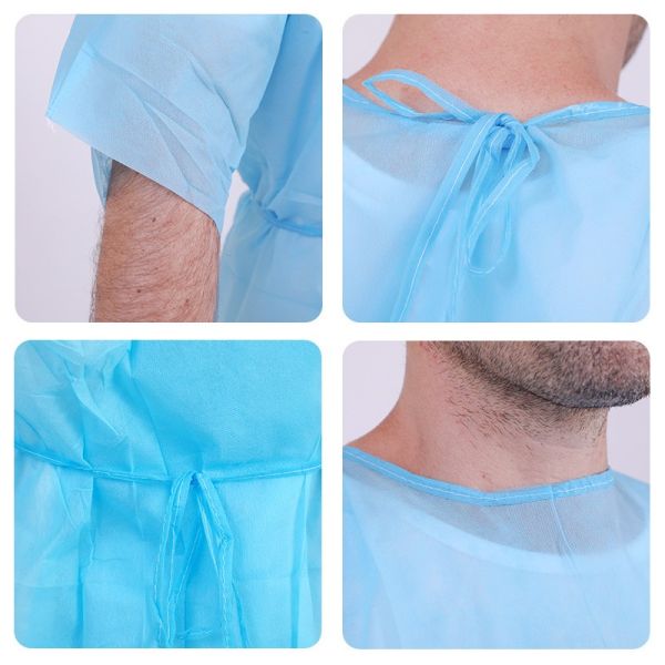 35G SMS Surgery Gown Factory Directly Supplies Adult Patient Hospital Gown PP Surgical Short Disposable Gown for Hospital
