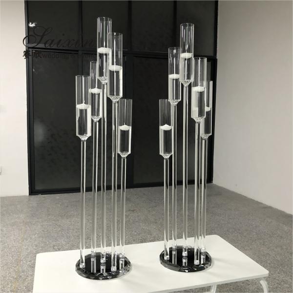 Chic wedding centerpiece tall 5 arms long stem floating candle pillar  holder