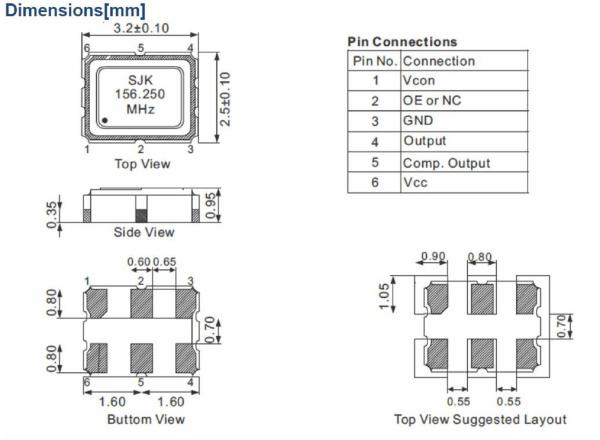 SMD 3225 VCXO LVPECL Output 50.000MHz 3.3V  ±50ppm -40~+85℃