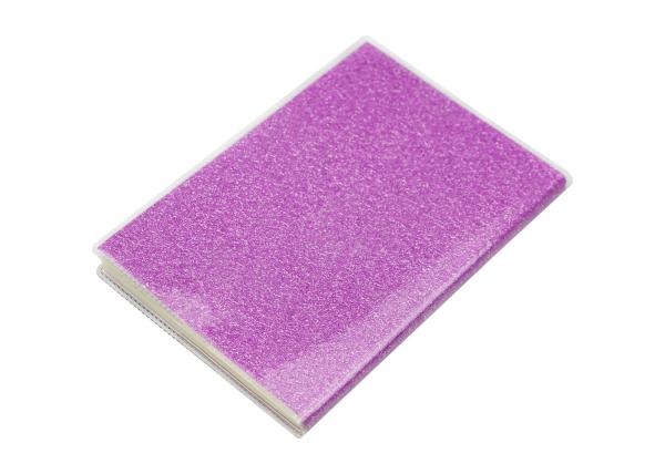 Picture Custom Daily Journal  Frosted Plastic Book Cover Sparkling Purple Glitter