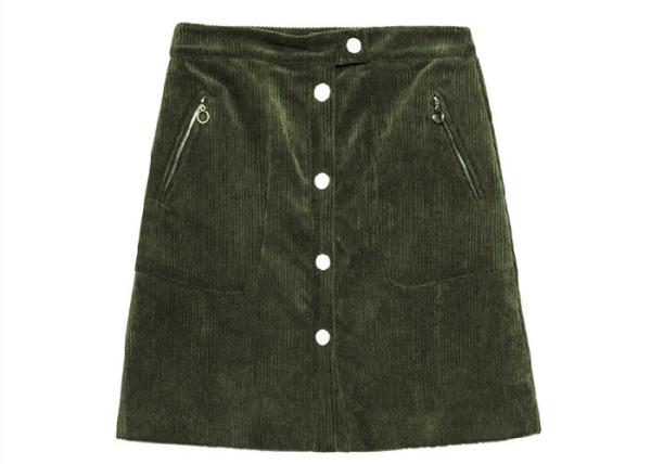Olive Green 2020 Youth Skirt Corduroy Short Dress Fashion Trender 100% Cotton