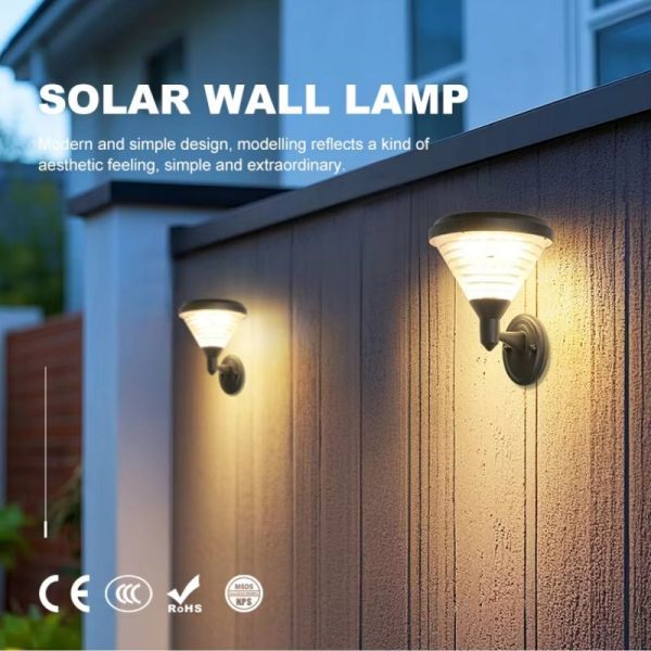 High brightness Solar LED Wall Light for Outdoor Garden Pathway Lighting