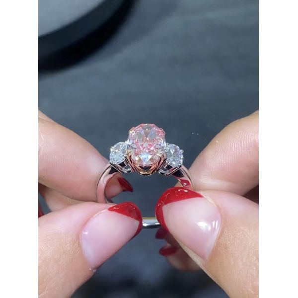 3.52ct Lab Diamond Jewelry Oval Pink Diamond Ring 10 Mohs