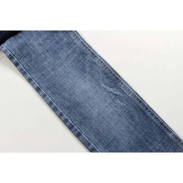 Heavyweight 12.6 Oz Dark Blue Crosshatch Slub Denim Fabric For Jeans