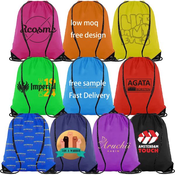 Corporate Flannel Drawstring Bag for Single Double Shoulder and Customized Training