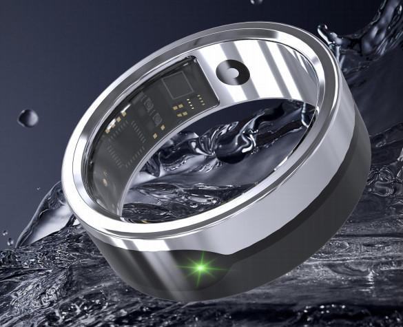 Black Fitness Tracker Smart Ring With Emergency SOS Long-Lasting Battery
