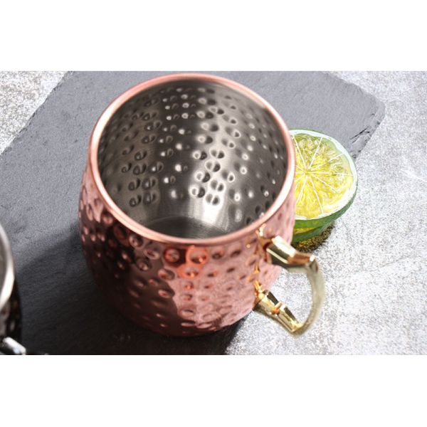 Factory Custom 65ml  Moscow mule rose gold finished with handles stainless steel mug