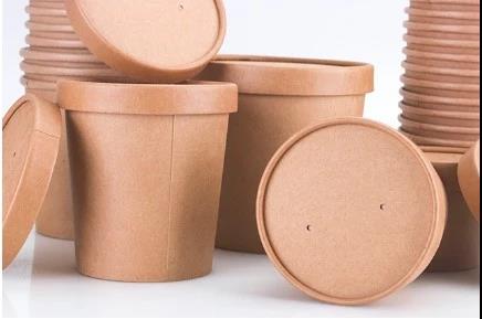 Устранимая плошка для супа 16oz Kraft бумажная с крышкой