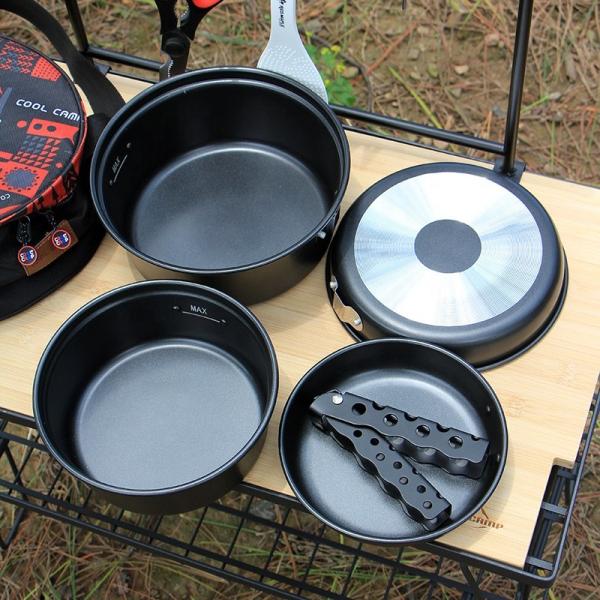 Factory Price Kitchen Black Cookware Set Outdoor Cooking Set Nonstick Camping Cookware Sets With Handle