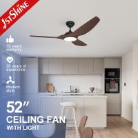 Ventilateur de plafond à lames ABS à grain de bois avec télécommande et lumière LED