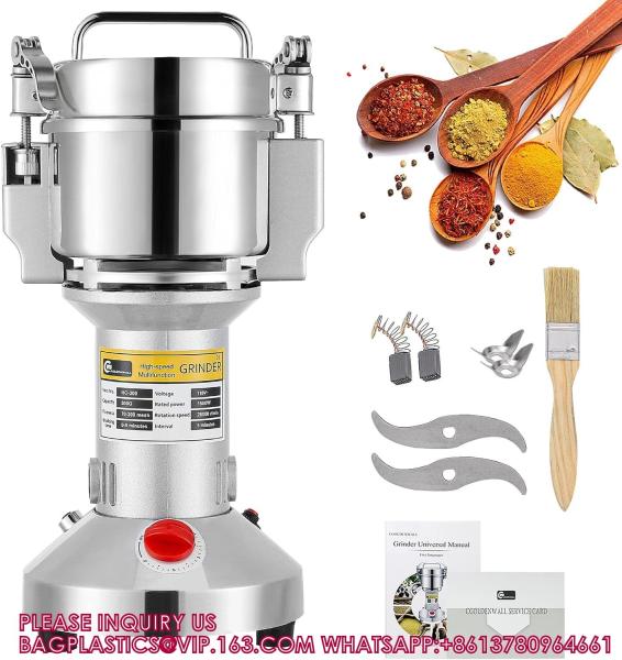 Powder Grinder 300g Electric Grain Mill Grinder Safety Upgraded Spice Grinder Pulverizer Stainless Steel Machine