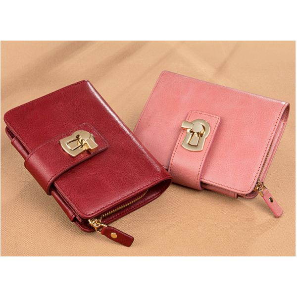 Purse lady short 2019 leather zipper folding card bag integrated fashion women's multi-function small wallet