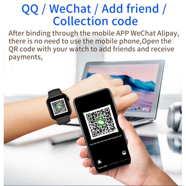 Portable 1.8Inch Multifunctional Smartwatch Heart Rate Wristband