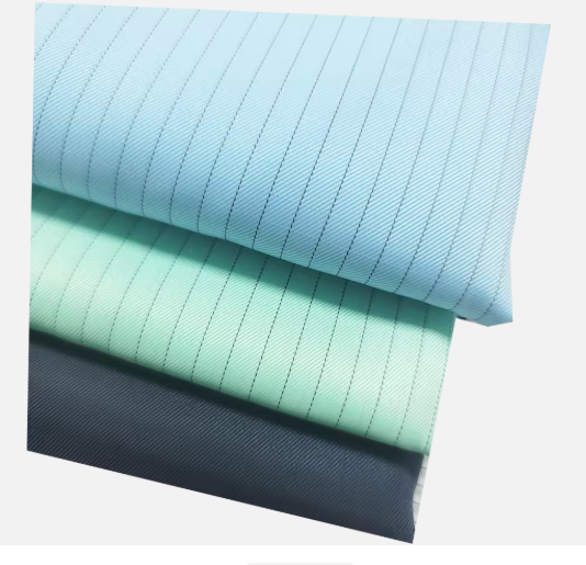 Cleanroom Special ESD Workwear Fabric, 5mm Stripe & Grid, Conductive Material