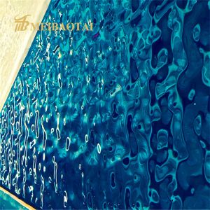 201 Stainless Steel Blue PVD Coated Water Ripple Sheet 0.65mm Thick for Ceiling Decoration