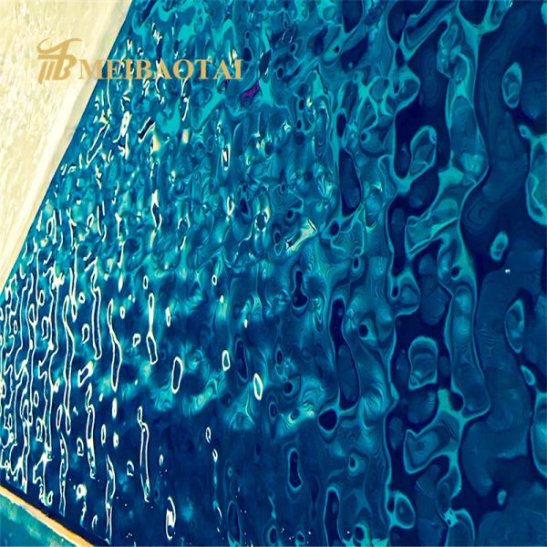 201 Stainless Steel Blue PVD Coated Water Ripple Sheet 0.65mm Thick for Ceiling Decoration