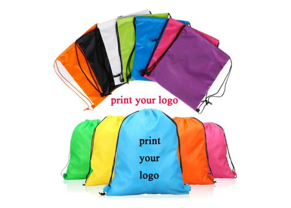 210D Polyester Custom Shopping Bags / String Backpacks Multi Colors Optional