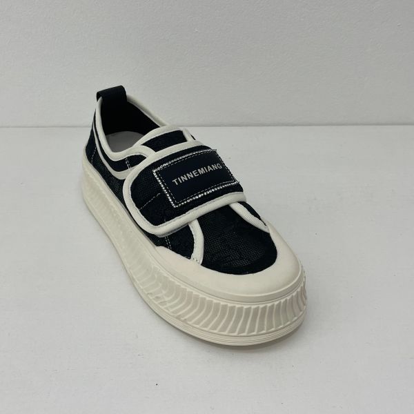 OEM Black Canvas Trainers Womens Rubber Outsole Wide Fit Canvas Trainers