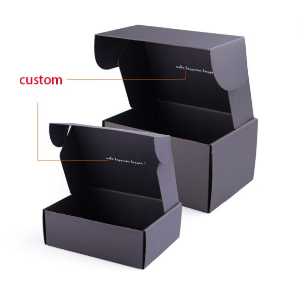 Custom Gold Foil Logo Black Corrugated Mailer Box – Foldable Gift Packaging For Apparel & Premium Items