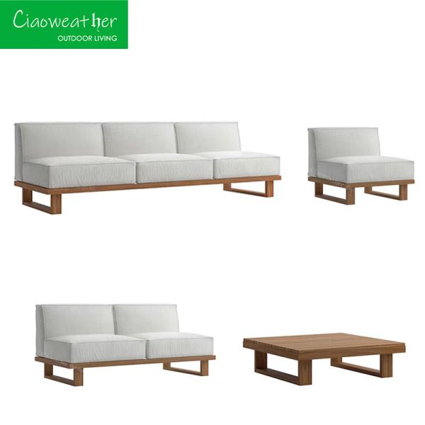 Outdoor Teak Wood Furniture Design Solid Wood Sofa Set for Modern Garden at Swimming Pool and Beach