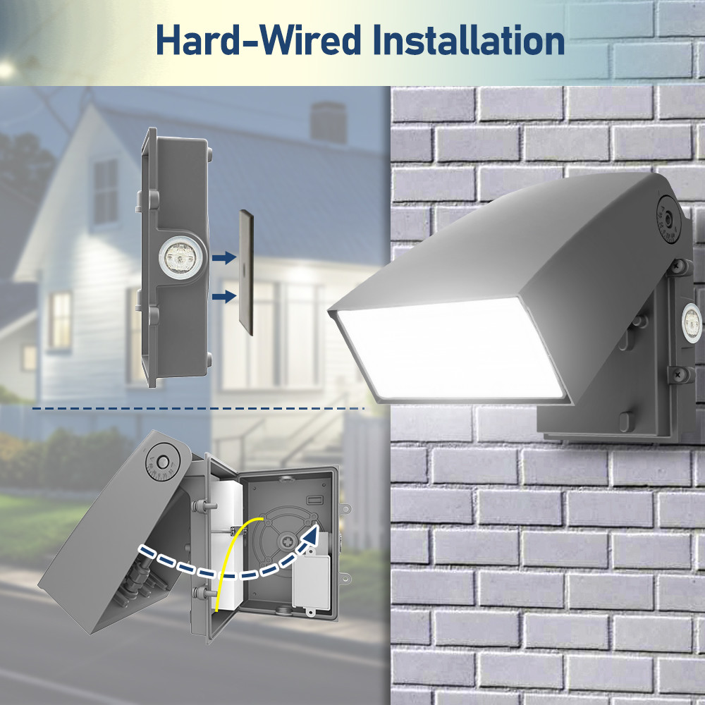 UL/DLC LED Wall Pack Light с фотоэлементом 30/40/50K Выбираемый 5600lm 11200lm 11200lm Регулируемый