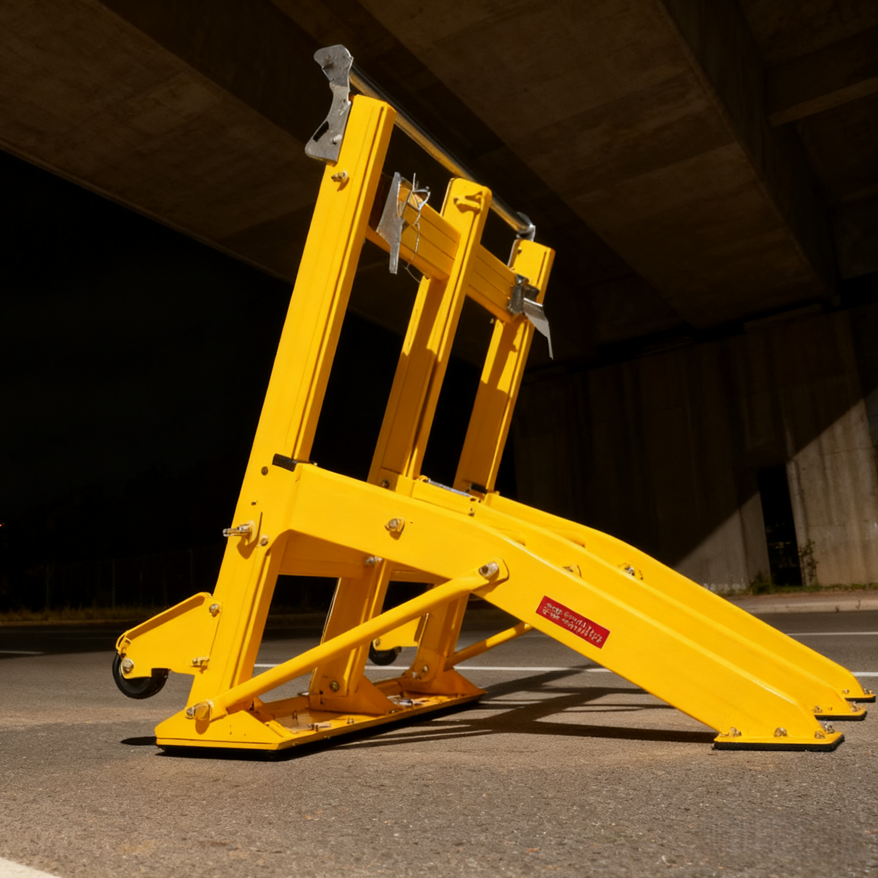 Lightweight Aluminum Alloy Portable Vehicle Barricades with Foldable Design and Mechanical Lever Mechanism for Road Construction