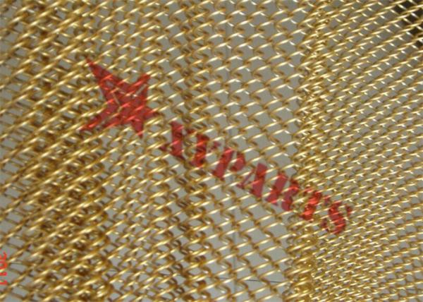 Gold Color Flexible Metal Coil Drapery Mesh For Hotel Room Hanging Divider