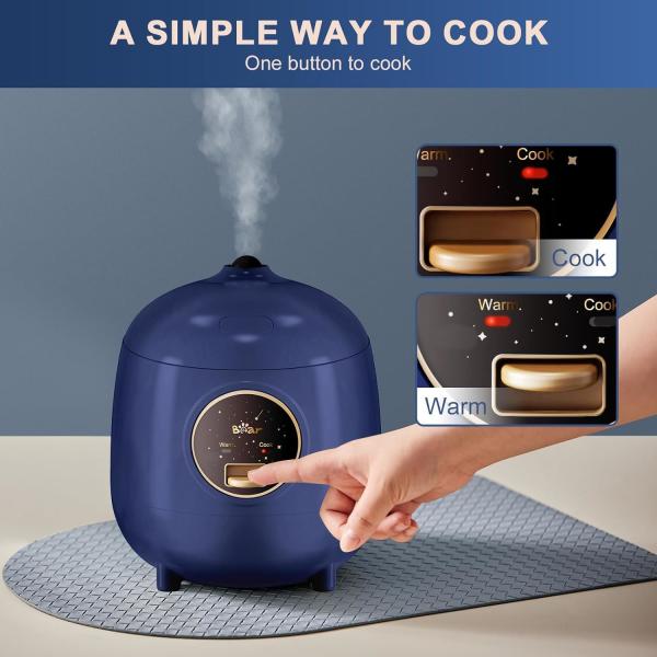 Cooker 3 Cups (Uncooked), 3D Heating and Fuzzy Logic, Healthy Nonstick Small Rice Cooker, PFAS-Free, Touch-Screen
