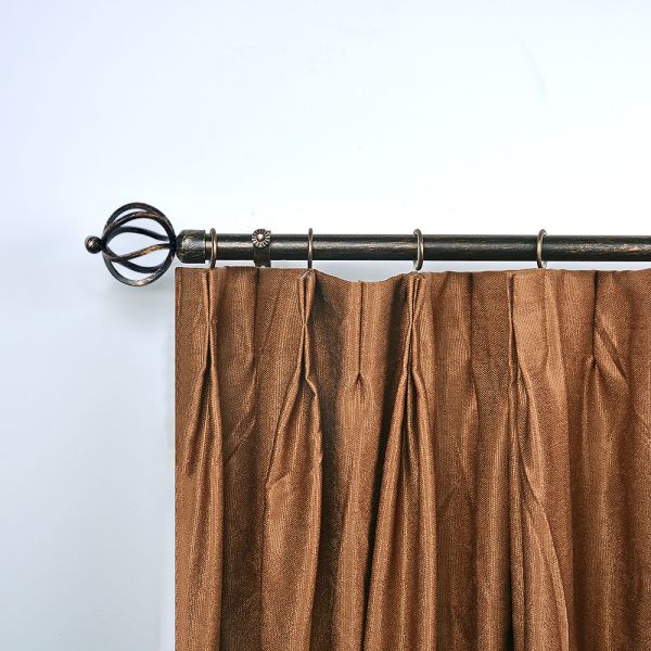 Easy Installing Metal Curtain Rod Black Sweep Copper Finial For Art Deco Room