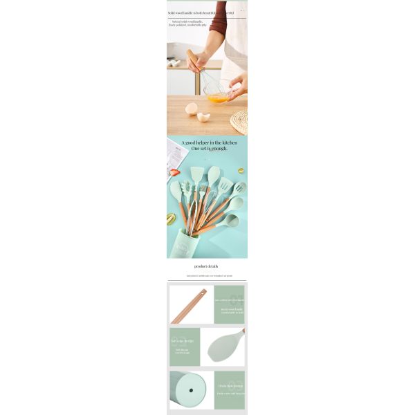 Wooden Handles Kitchen Utensils Set With Customized Logo Acceptable For Cooking Tools
